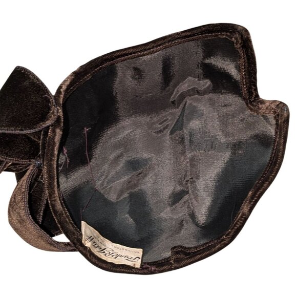 Vintage Hat Frank R. Jelleff Chocolate Brown Velvet flower Hat - Picture 7 of 12